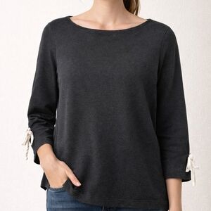 Talbots Black Women's Top with Bow Details Sz L